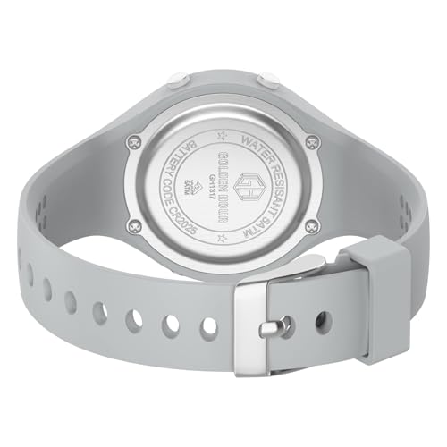 GOLDEN HOUR Waterproof Sport Women's Digital Chronograph Silicone Strap Watch - color: Grey