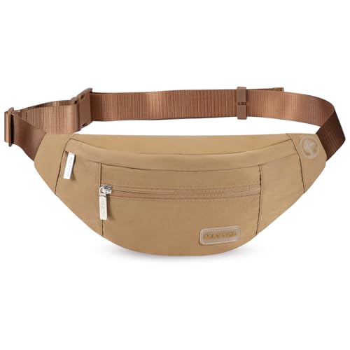 Fanny Pack Shoulder Sling Bag for Men Women, Crossbody Bag for Travel Running Fitness Workout Khaki Waist Pack with Adjustable Straps - color: Khaki