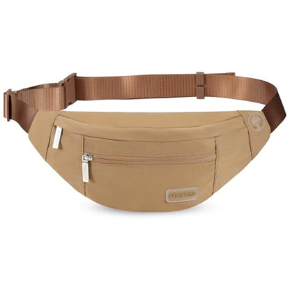 Fanny Pack Shoulder Sling Bag for Men Women, Crossbody Bag for Travel Running Fitness Workout Khaki Waist Pack with Adjustable Straps - color: Khaki