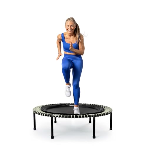 bellicon Mini Trampoline | Bungee Suspension up to 330 lbs | Indoor Fitness Rebounder for Adults | Screw-in Legs - color: Beige, size: 44"