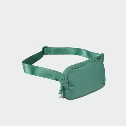 Pander Nylon Fanny Pack for Women, Two-Way Zipper Crossbody Bag - color: Eucalyptus Green