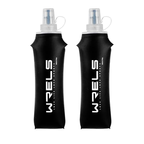 Soft Running Water Flask Soft Flasks Collapsible Soft Water Bottles Small BPA-Free for Sports Hiking Hydration Pack 5oz/8oz/17oz(BLACK,17oz*2) - color: Black, style: 500ml/17oz-2 Pack