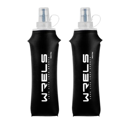 Soft Running Water Flask Soft Flasks Collapsible Soft Water Bottles Small BPA-Free for Sports Hiking Hydration Pack 5oz/8oz/17oz(BLACK,17oz*2) - color: Black, style: 500ml/17oz-2 Pack