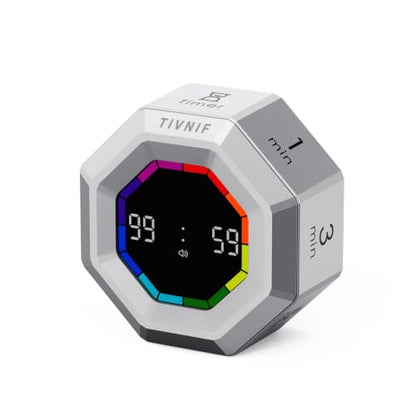 Visual Timer for Kids Kitchen Timer Pomodoro Magnetic Visual Countdown - color: Silvery