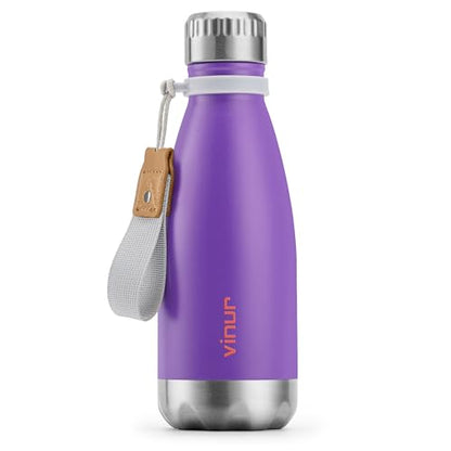 Small Water Bottle-12 oz Leak Proof Stainless Steel Water Bottle for Purse - color: Purple, size: 12 Ounces