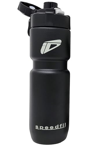 Speedfil Speedflask 21 oz. Vacuum Insulated Stainless Steel Cycling Sports Water Bottle with NEW Bounce Back Lid 2.0 (Black) - color: black