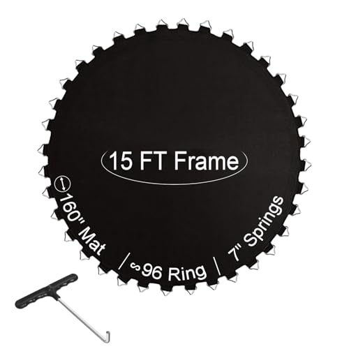 Ketofa 12FT 14FT 15FT Trampoline Mat Replacement, Fits 5.5" Springs 72 80 V-Hooks Round Trampoline Frame,Premium Trampoline Jumping Mat (Excluding Frame and Spring) - size: ‎15FT|160" Wide|96 V-Rings | Fits 7" Springs