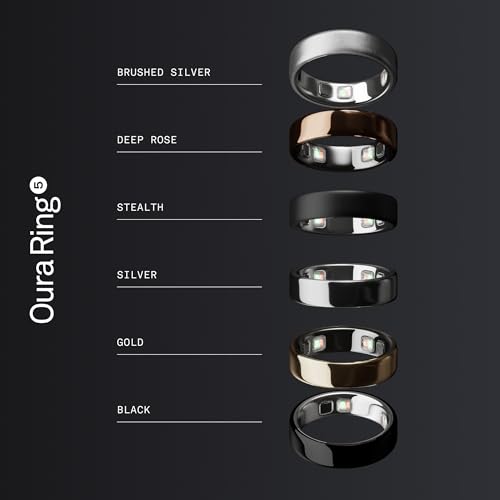 Oura Ring 5 - Black - Size 6 - Smart Ring Health Tracker - Sleep, Activity, Women's Health, AI Advisor, 1 Week Battery Life, Oura App, Android & iOS Compatible - color: Black, size: 6, style: Ring