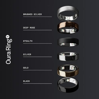 Oura Ring 5 - Black - Size 6 - Smart Ring Health Tracker - Sleep, Activity, Women's Health, AI Advisor, 1 Week Battery Life, Oura App, Android & iOS Compatible - color: Black, size: 6, style: Ring