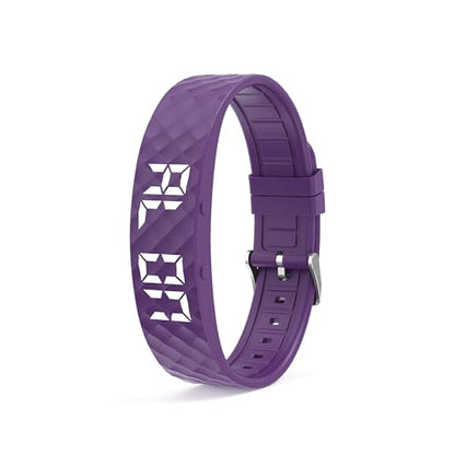 Non-luetooth Led Fitness Tracker Watch No App No Phone Required Fitness Watch Pedometer Watch with Steps Calories Sleep Tracker Alarm Clock for Man Women - color: Purple