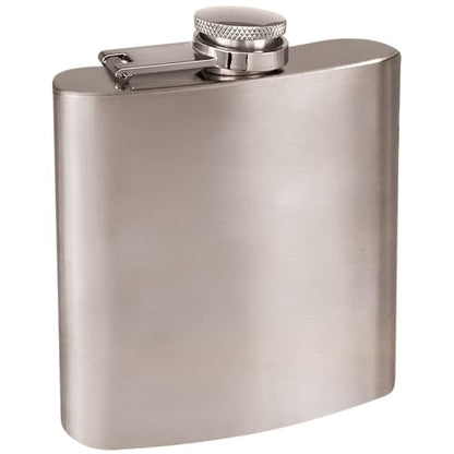 Clear Water Home Goods 6 oz Hip Flask w/Funnel, Stainless Steel - color: Stainless Steel Flask
