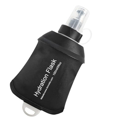 AXEN Soft Flask TPU Foldable Running Hydration Flask, Soft Collapsible Water Bottle for Hydration Pack Cycling Marathon Running Hiking - color: Black-150ml