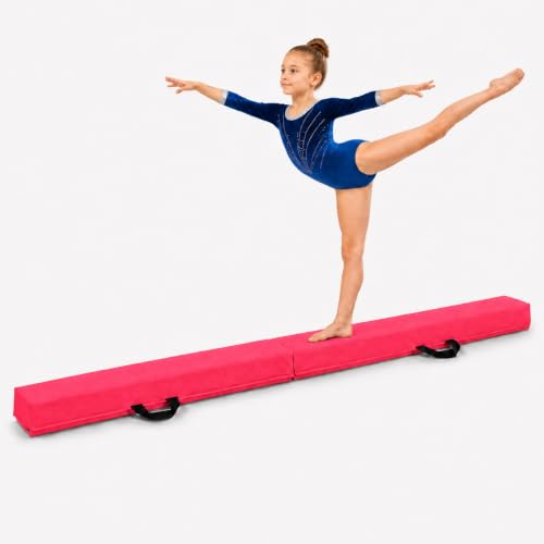 gymnastics balance beam 6FT Purple Premium Soft Suede Foldable Beam - color: Pink, size: 6FT