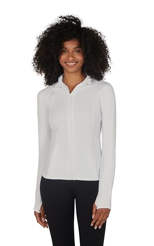 Yogalicious Womens Ultra Soft Lightweight Full Zip Yoga Jacket with Pockets - color: Gardenia, size: X-Large