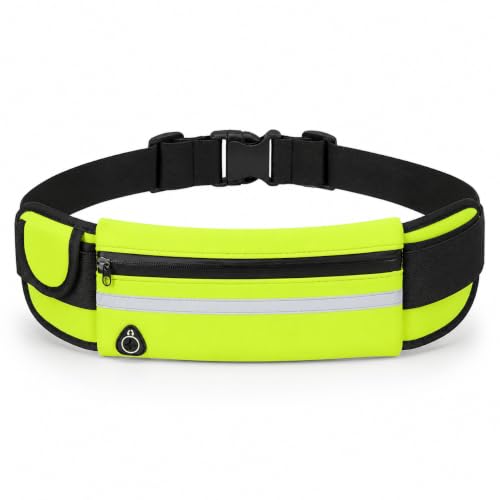 Slim Running Belt Fanny Pack, Adjustable Waist Pack Phone Holder, Sweatproof Runners Pouch for Jogging, Workout, Travel, Neon - color: Green