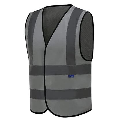 AYKRM 12 colour High visibility viz vest hi vis viz reflective work construction safety vest (XS-8XL) - color: Grey, size: Medium