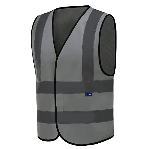 AYKRM 12 colour High visibility viz vest hi vis viz reflective work construction safety vest (XS-8XL) - color: Grey, size: 3X-Large