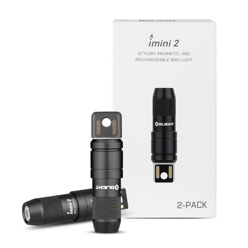 OLIGHT 2 Pack IMINI 2 Rechargeable EDC Keychain Flashlight Black - color: Black