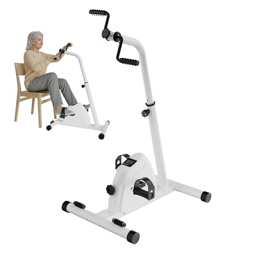 RYGEO Arm Leg Pedal Exerciser Bike Hand Arm Leg and Knee Peddler Adjustable Fitness Equipment for Seniors Cardio Exercise