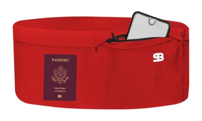 StashBandz Running Belt, Fanny Pack, & Money Belt, 4-Pocket Phone Holder - color: Red, size: Small