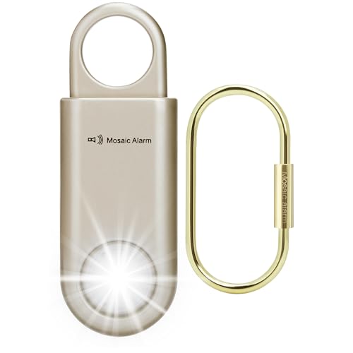 135dB Rechargeable Personal Safety Alarm Strobe Light Flashlight Keychain Siren for Women, Girls, College, School Students Emergency SOS Alerts Loud Sound Hiking Alarm Torchlight Bear Deterrent. Gold - color: Gold, style: Rechargeable & Built-in Flashligh