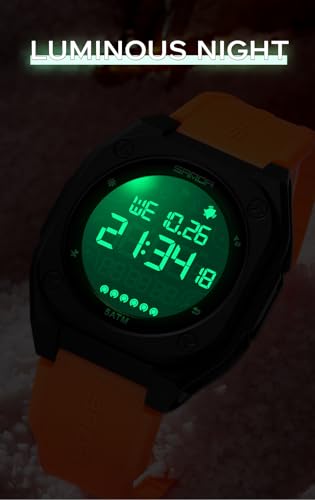 FANMIS Men's Digital Sports Watch Big Face Stopwatch Outdoor Rubber Strap - color: Green