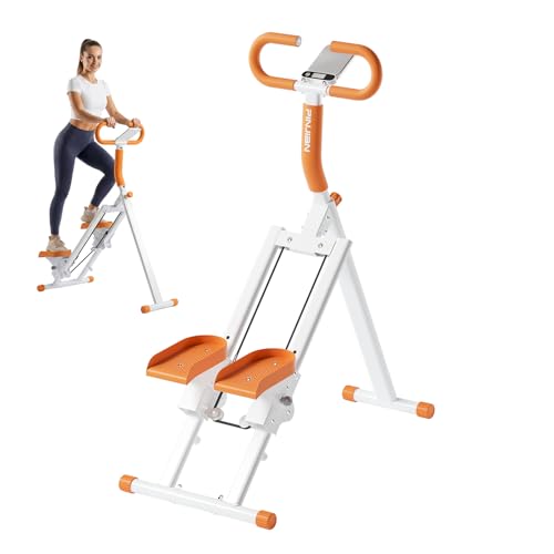 Stair Stepper for Home, Folding Vertical Stair Stepper Machine for Full Body Workout, Portable Stepper Exercise Machine with Handlebar & Digital Monitor, Step Climber Fitness Equipment - color: Orange, size: 51 IN
