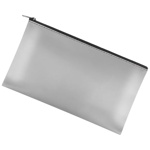 1 Pack Money Bag with Zipper, 11x6.1 inch Multi-purpose Cash Pouch, Bank Bag, Cash Bag, Check Wallet, Cosmetic Organizer (Grey) - color: Grey, size: 1 Piece
