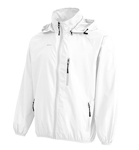 Men's Lightweight Waterproof Jacket Packable Windbreaker - color: White, size: Small
