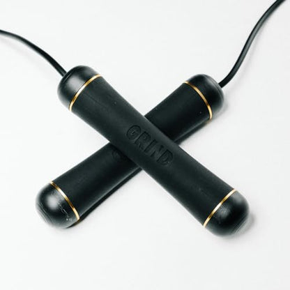 GRIND | Jump Rope - Adjustable "Float" | Tangle-Free, Rapid Speed with Ball Bearings | Ergonomic Soft Grip Handles | Skipping Rope for Fitness, Endurance Training, Gym Workout, or Home Exercise - color: Black