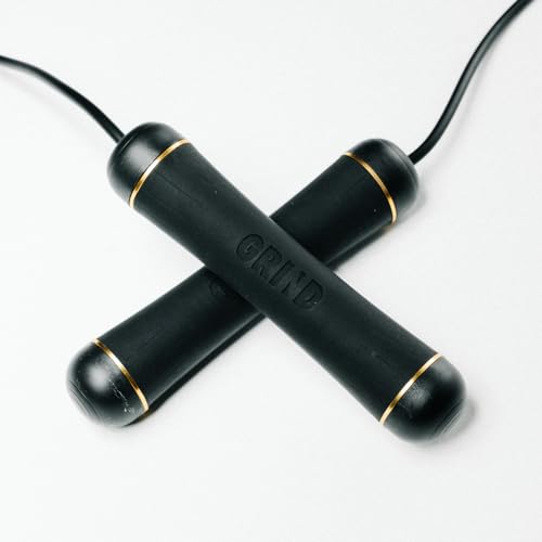 GRIND | Jump Rope - Adjustable "Float" | Tangle-Free, Rapid Speed with Ball Bearings | Ergonomic Soft Grip Handles | Skipping Rope for Fitness, Endurance Training, Gym Workout, or Home Exercise - color: Black