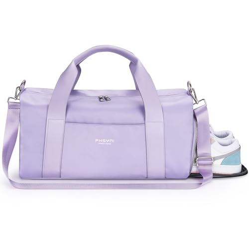 19" Purple Personal Gym Bag for Women,with Shoe Compartment & Wet Pocket - color: Purple, size: 19" Medium Size