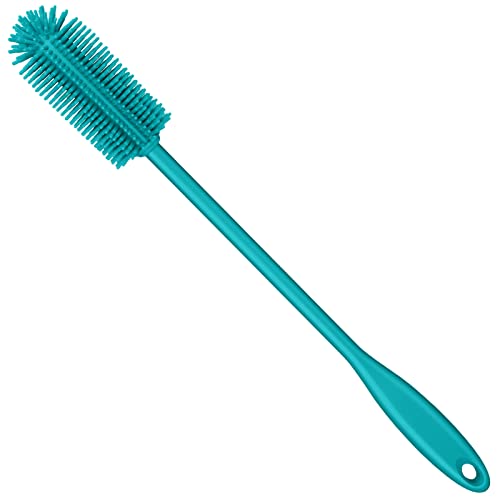 Silicone Bottle Brush, Long Handle Bottle Cleaner Brush, Turquoise - color: Turquoise