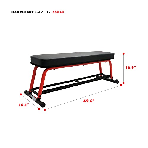Sunny Health & Fitness Heavy-Duty Weight Bench for Home Gym Training - color: 2. Red