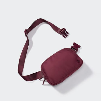 Pander Nylon Fanny Pack for Women, Two-Way Zipper Crossbody Bag - color: Red Merlot