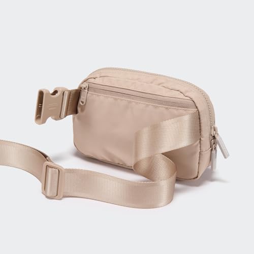 Pander Nylon Fanny Pack for Women, Two-Way Zipper Crossbody Bag - color: Raw Linen Beige