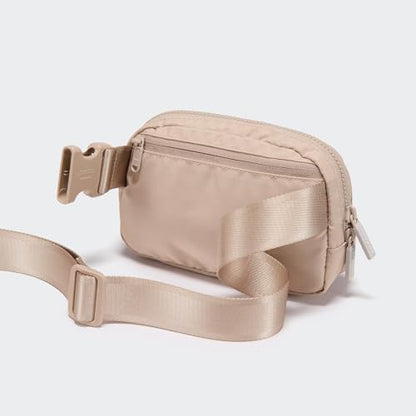 Pander Nylon Fanny Pack for Women, Two-Way Zipper Crossbody Bag - color: Raw Linen Beige