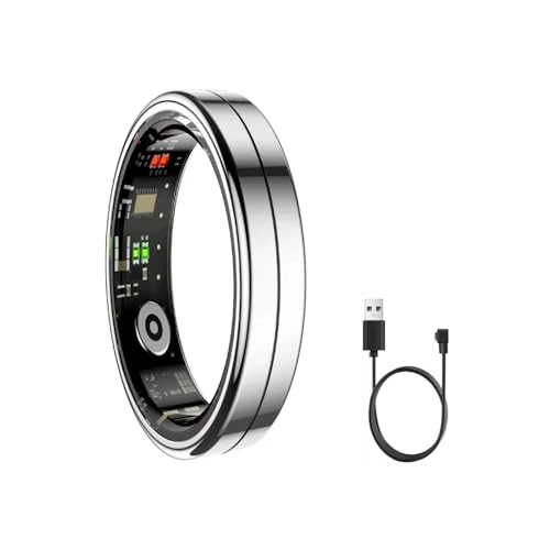 Smart Ring Fitness Tracker for Women Men, 24/7 Health Monitor(Heart Rate/SpO2/HRV/Women Cycle/Sleep) IP68 Waterproof, 4-6 Days Battery, No APP Subscription Fee (iOS/Android) (Silver, Size 8) - color: Silver, size: Size 8