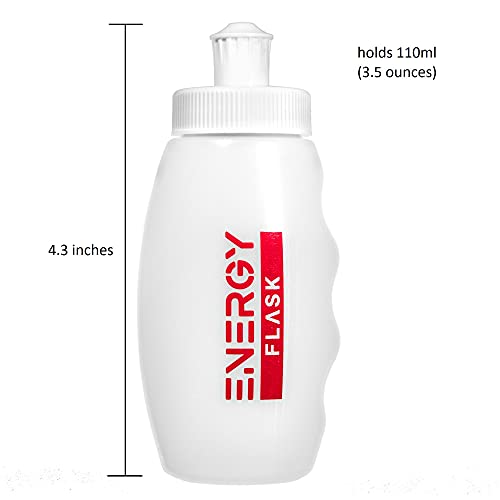 (2 Bottles) Small, Semi-Rigid, Easy-to-Clean, Refillable Gu Flask for Sports Nutrition Liquid Energy Gel Flask - Cycling Flask, Running Flask, Triathlons, Marathons. 110ml (3.5oz)