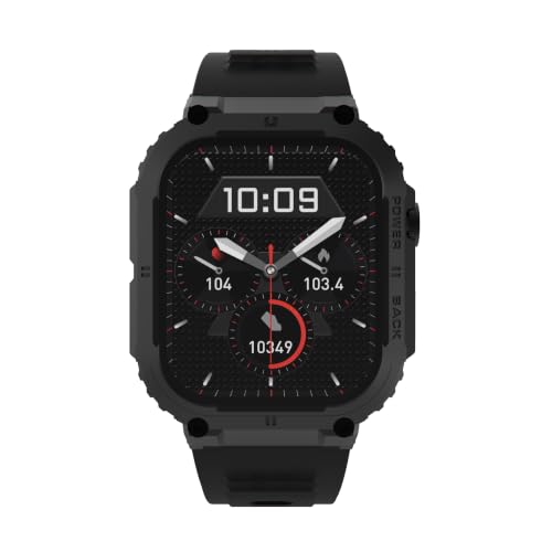 Luxium Stinger Rugged Smart Watch for Men, Bluetooth Calling, 25-Day Battery Life, IP69K Water Resistant, Fitness Tracker with Heart Rate & Sleep Monitor, Compatible with iPhone & Android