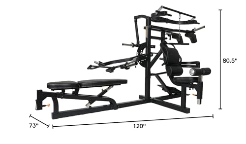 Powertec Fitness Workout Bench Multiystem for Chest, Arms, Legs, 120.1 x 73.3 x 80.5 Inches - Adjustable, Multi-User Weight Machines with Isolateral Arms - Premium at Home Gym Equipment - color: Black