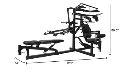 Powertec Fitness Workout Bench Multiystem for Chest, Arms, Legs, 120.1 x 73.3 x 80.5 Inches - Adjustable, Multi-User Weight Machines with Isolateral Arms - Premium at Home Gym Equipment - color: Black