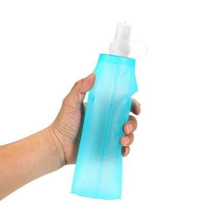 250/500ml Soft Flask Water Bottle, Collapsible TPU Sports Water Bottle with Bite Valve, Folding Flask for Running Hiking Cycling Camping(Blue-500ml) - style: Blue-500ml