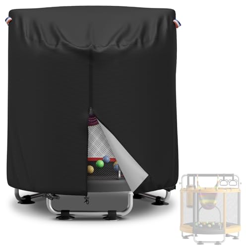 STARTWO Kids Trampoline Cover, Heavy-Duty 600D outdoor waterproof trampoline cover with body pole, Suitable for 55 inch round children's trampoline, UV-Resistant and Windproof, Black - size: 55IN