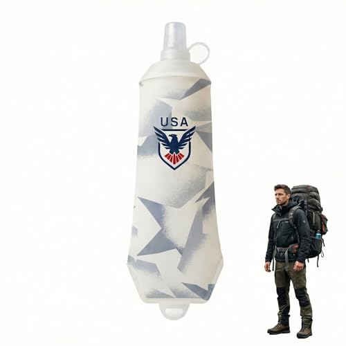 Richboyz 500ml Running Soft Flask: Leakproof TPU Hydration Bottle for Trail Runners & Cyclists & Hikers – Lightweight & BPA-Free Folding Water Bottle (White Eagle)