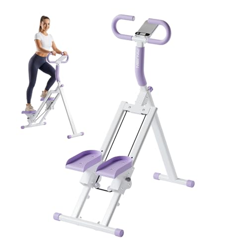 Stair Stepper for Home, Folding Vertical Stair Stepper Machine for Full Body Workout, Portable Stepper Exercise Machine with Handlebar & Digital Monitor, Step Climber Fitness Equipment - color: Purple, size: 51 IN