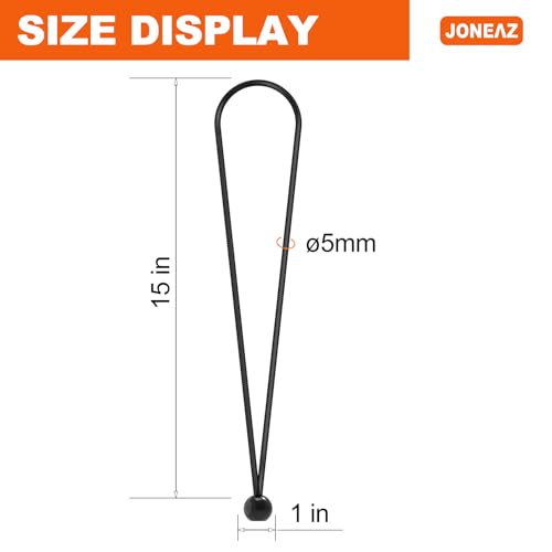Bungee Cord with Balls 15 Inch, UV Resistant, Black, 50- Piece - size: 15 inch X 1 inch Ball