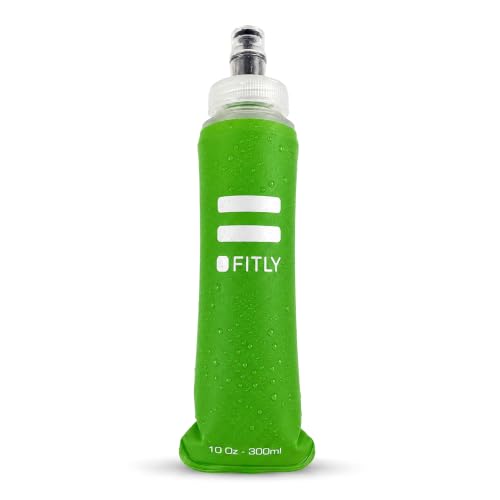 FITLY Soft Flask - Shrink As You Drink Soft Water Bottle for Hydration Pack - Folding Water Bottle Ideal for Running, Hiking, Cycling, Climbing & Rigorous Activity - color: Green, size: 10 Ounces