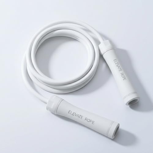 Elevate Rope Weighted Jump Rope 1 lb, 10mm PVC Cable, 10 ft Adjustable - color: Arctic White