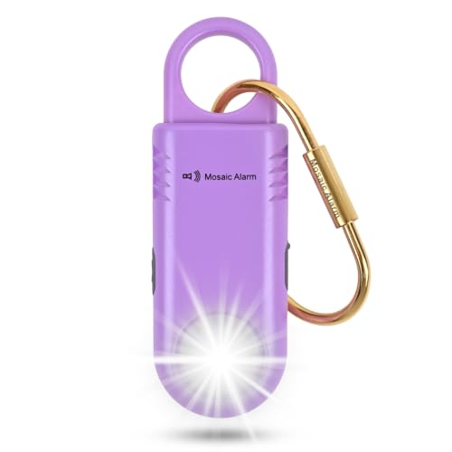 135dB Rechargeable Personal Safety Alarm Ultra-Bright Flashlight & Strobe Light. Non Slip Grip Keychain Emergency SOS Siren for Women, Students. Loud Sound Hiking Bear Alerts Purple - color: Purple
